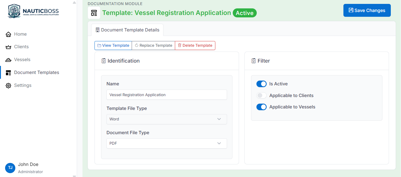 Document Template Editor with AI